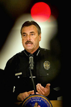 Los Angeles Police Chief Charlie Beck announced that police presence at Dodger Stadium would at least double to deal with potential violence by fans. (Anne Cusack / Los Angeles Times / April 7, 2011)