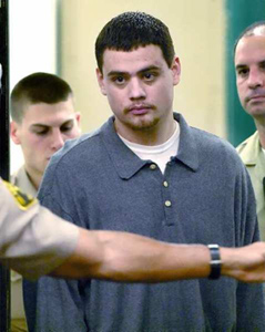 David Garcia in a Pasadena courtroom for his arraignment on Dec. 23, 2003. (Times Community News / July 24, 2012)