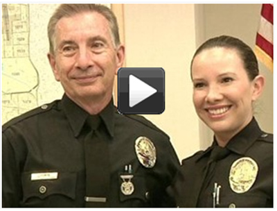 When the offspring of a veteran officer joins the Los Angeles Police Department, they go out on patrol together just once. Usually it's a proud dad and his son. But Jamie Carganilla is following in her father's footsteps.