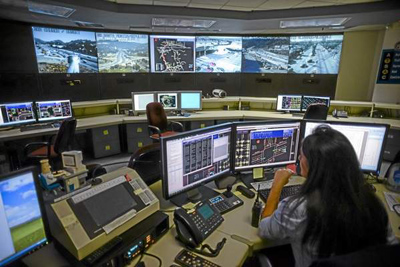 Abeer Kliefe, a Transportation Engineer Associate works the nerve center at the Automated Traffic Surveillance and Control Center of the City of Los Angeles Tuesday, February 11, 2014. The LADOT is gearing up for 