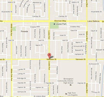 The crash was reported about 6:40 a.m. Wednesday at Vanowen Street and Louise Avenue, said Los Angeles police Officer Wendy Reyes. (Google Map)