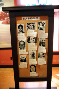 Wanted posters are displayed at the exhibit detailing the decades-long investigation of the crimes committed by the Symbionese Liberation Army at the Los Angeles Police Historical Society at 6045 York Blvd. in Los Angeles. (Hans Gutknecht / Staff Photographer)