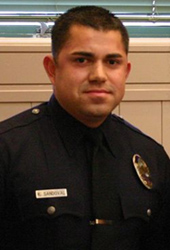 Photo: Officer Kevin Sandoval when he was sworn in two years ago. Credit: South Pasadena Police Department