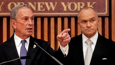 New York Mayor Michael Bloomberg, left, and Police Commissioner Raymond Kelly speak to the media at a news conference on a terrorist threat. (Spencer Platt / Getty Images / September 8, 2011)