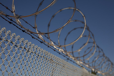 Barbed wire at San Quentin State Prison, seen on Wednesday, May 12, 2011